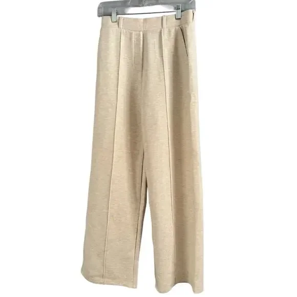 NWT OGL FuzzLuxe Beige High Rise Straight Leg Pull On Pleated Pants Medium - Picture 2 of 6